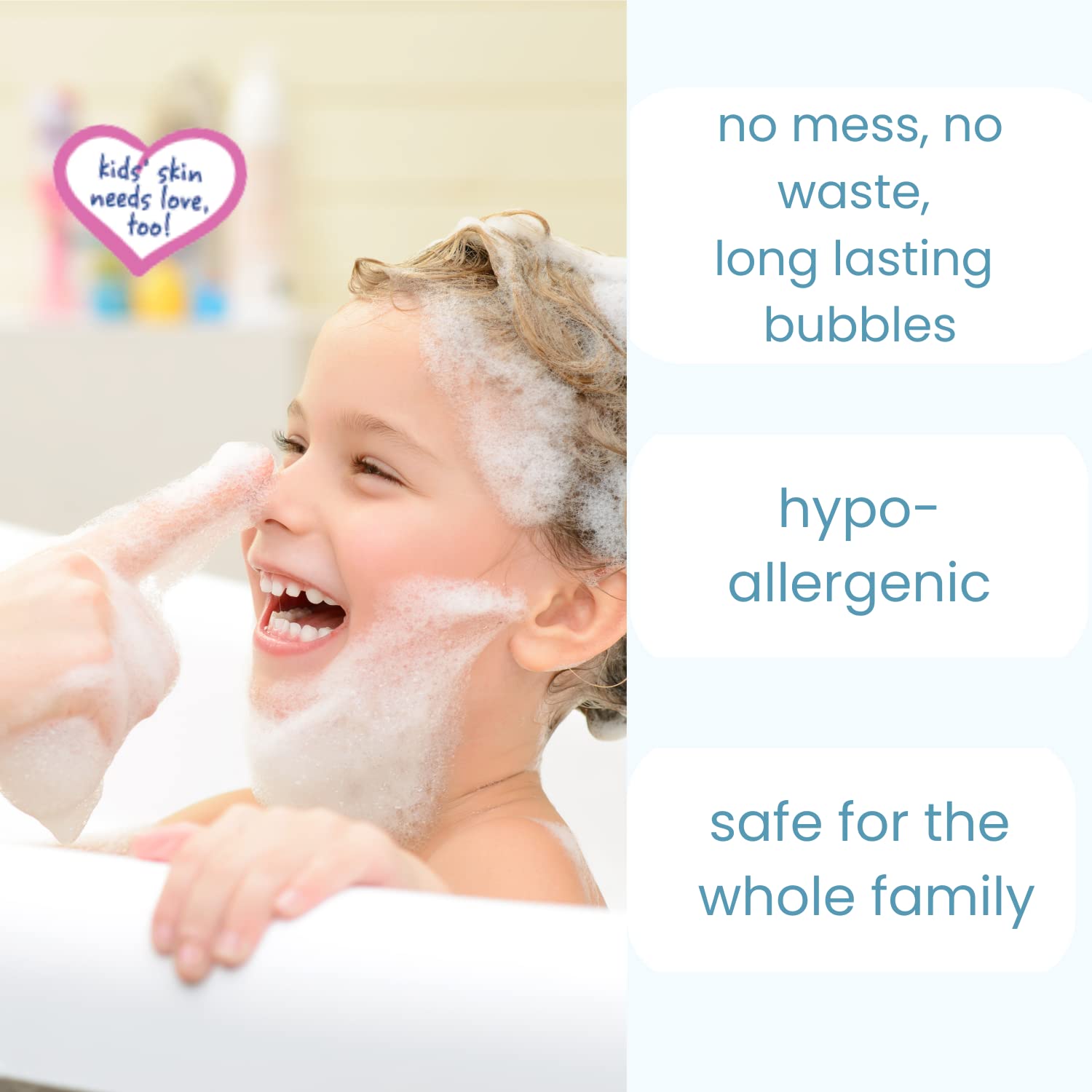 TruKid Bubble Podz tear-free formula suitable for sensitive skin.