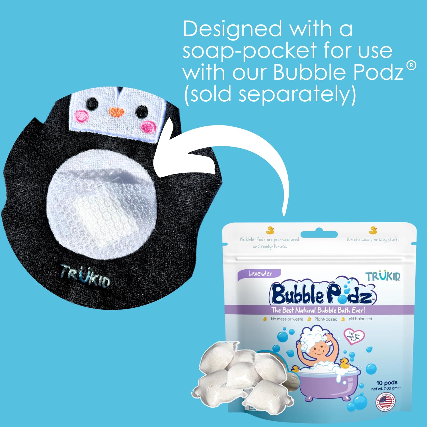 TruKid BubbleGlove suits mom-and-me or dad-and-me bath routines for shared moments.