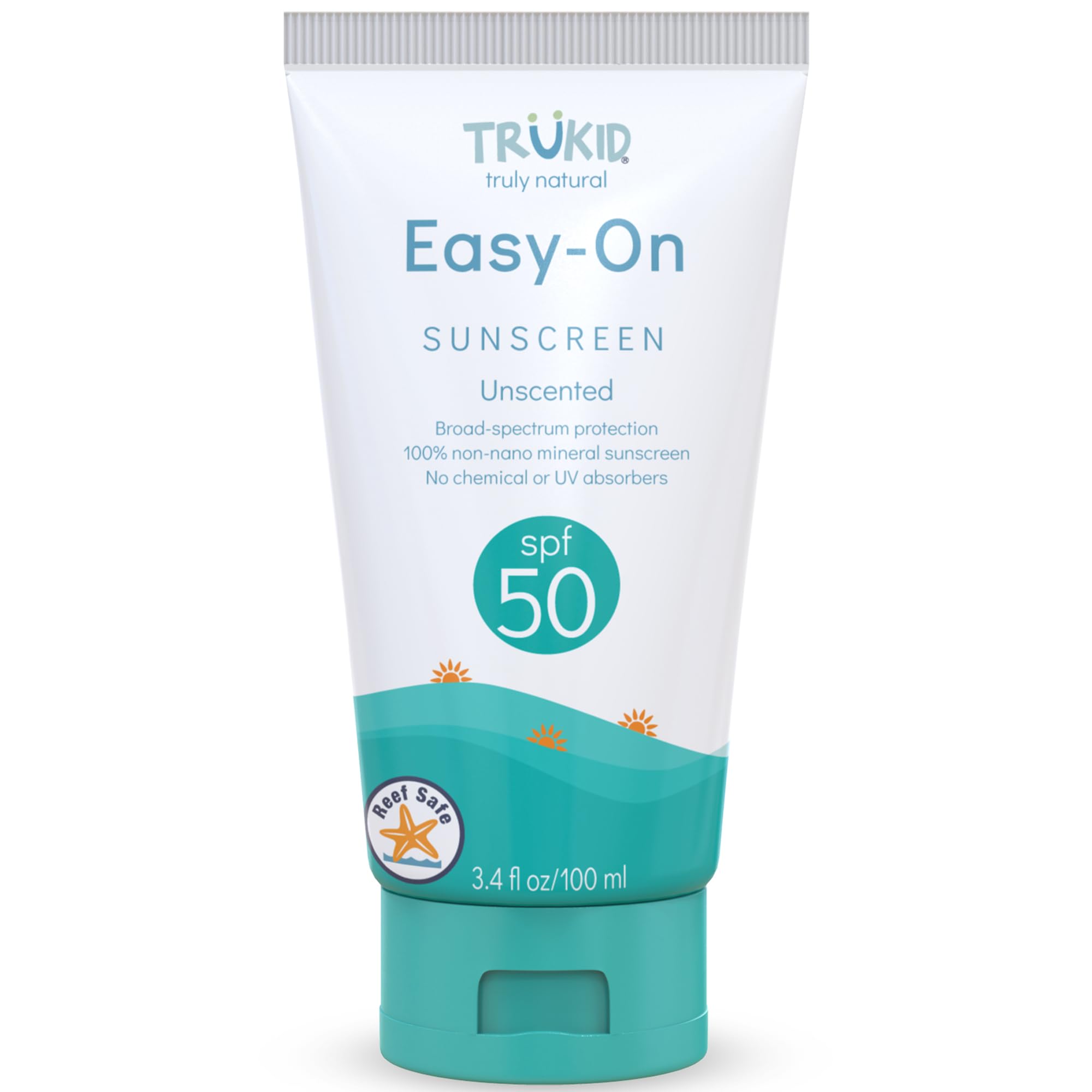 TruKid Easy On Mineral Sunscreen bottle closeup highlighting mineral protection for kids outdoors