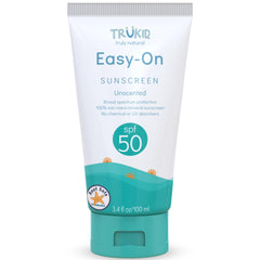 TruKid Easy On Mineral Sunscreen bottle closeup highlighting mineral protection for kids outdoors