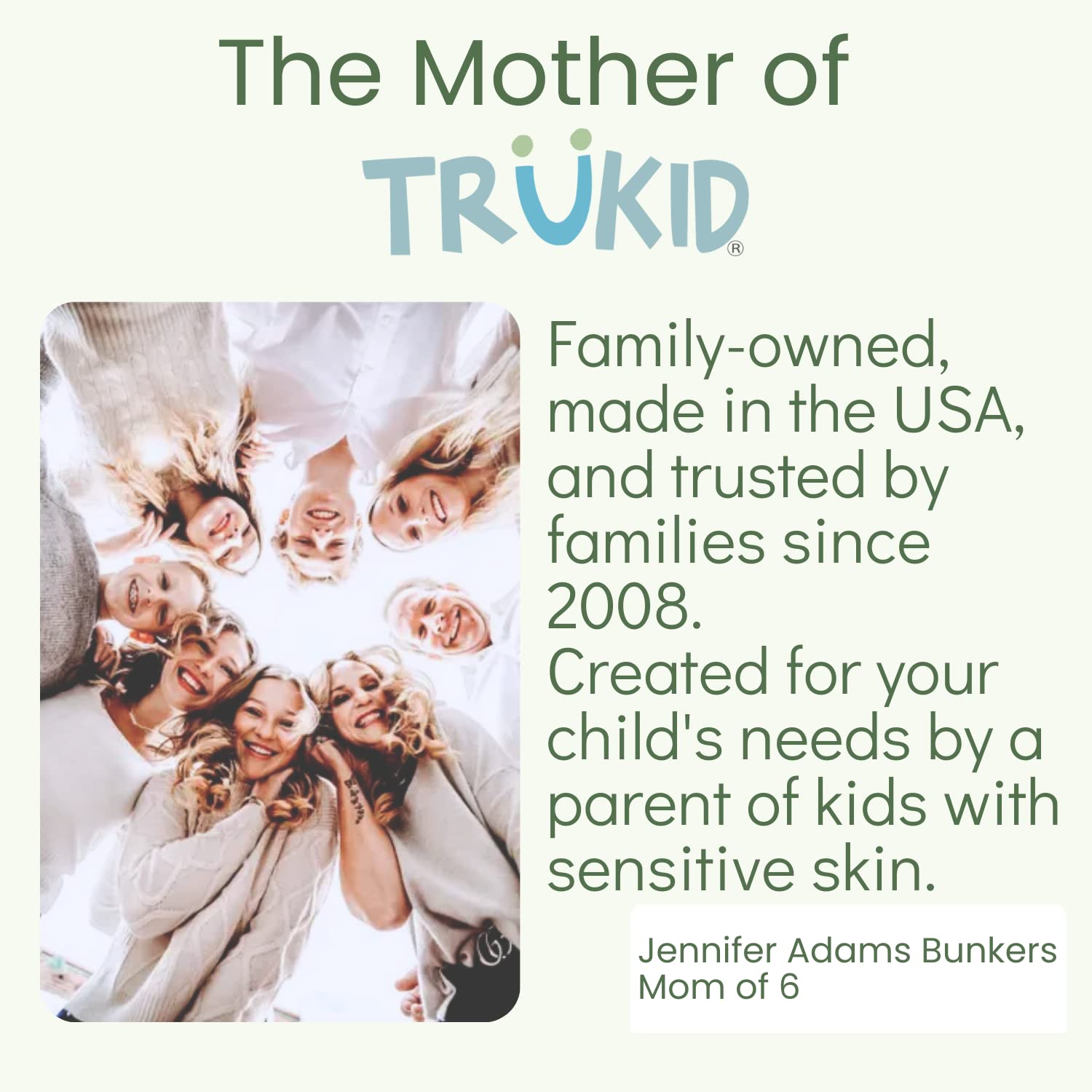 TruKid Kids Body Wash daily routine scene shows tear-free, non-drying formula in use.