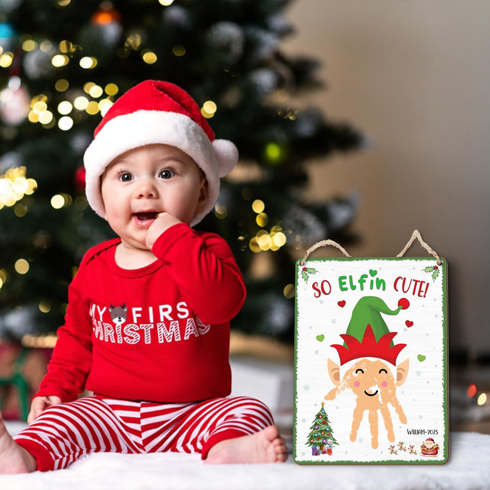 TRUMPETETIC Baby Handprint Memory Keepsake highlights a timeless display for photos and cards
