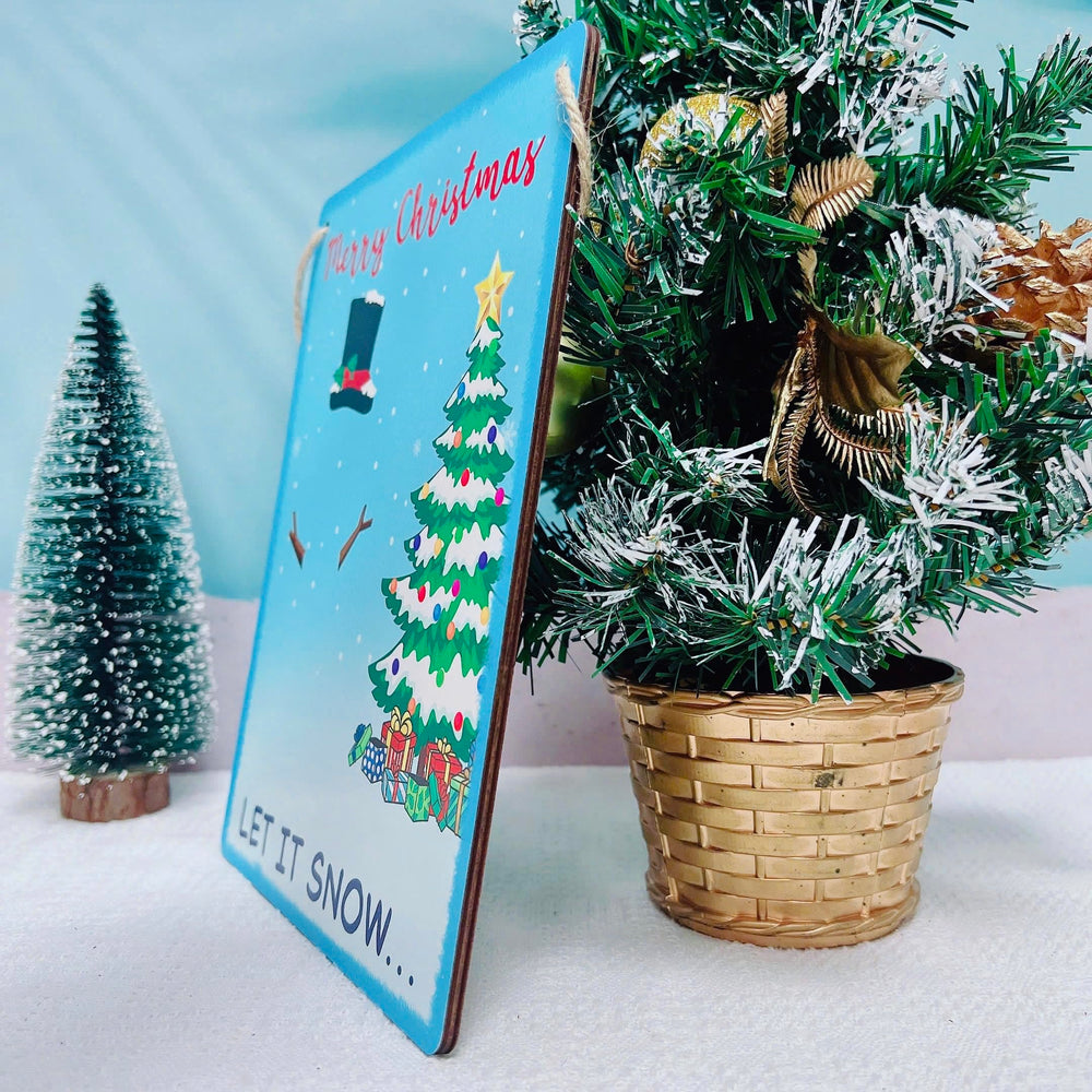 TRUMPETIC Let It Snow keepsake sign records milestones with footprints