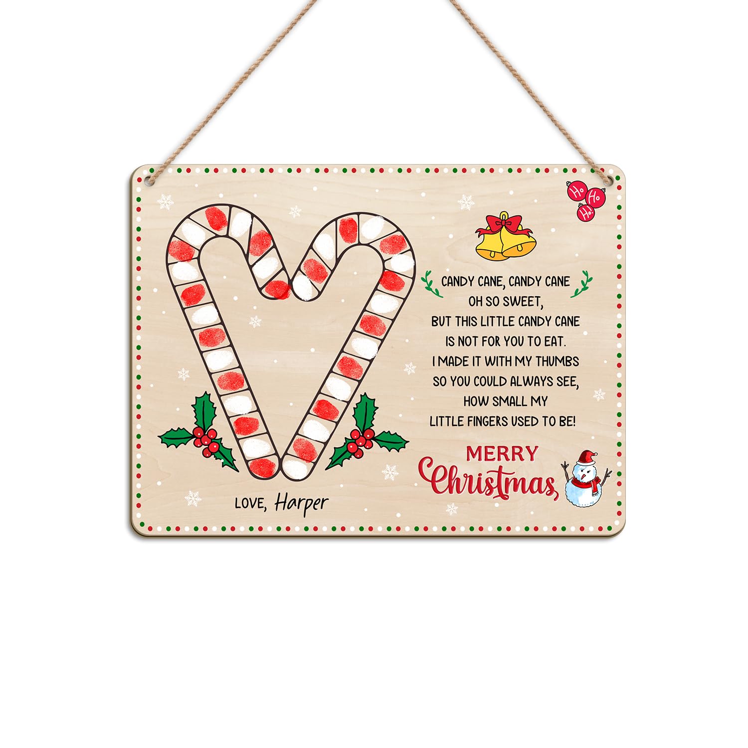 TRUMPETIC poem Candy Cane Oh So Sweet adds sentimental meaning to handprint art.
