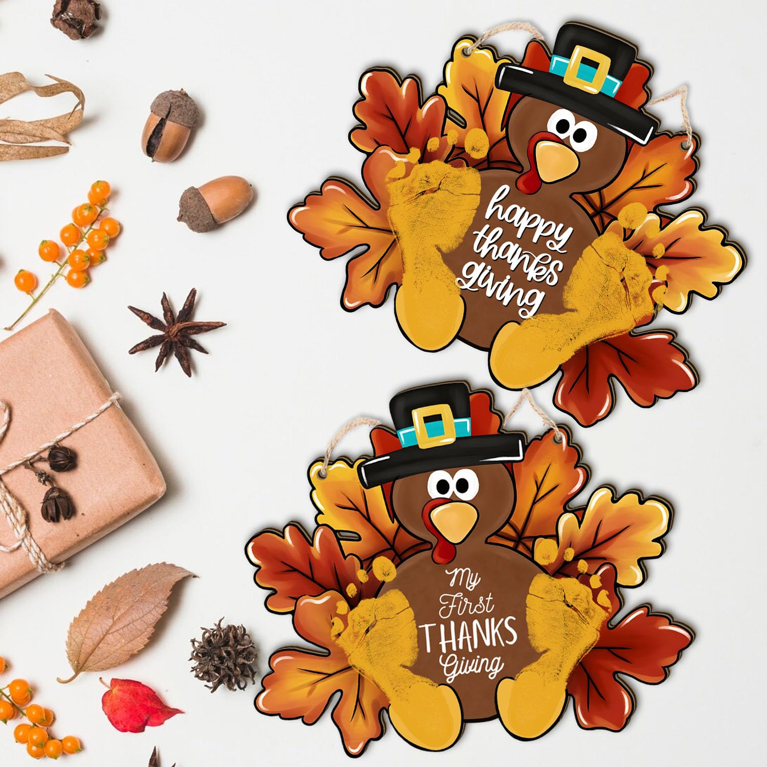 TRUMPETIC toddler-footprint-sign autumn colors ready for decor.
