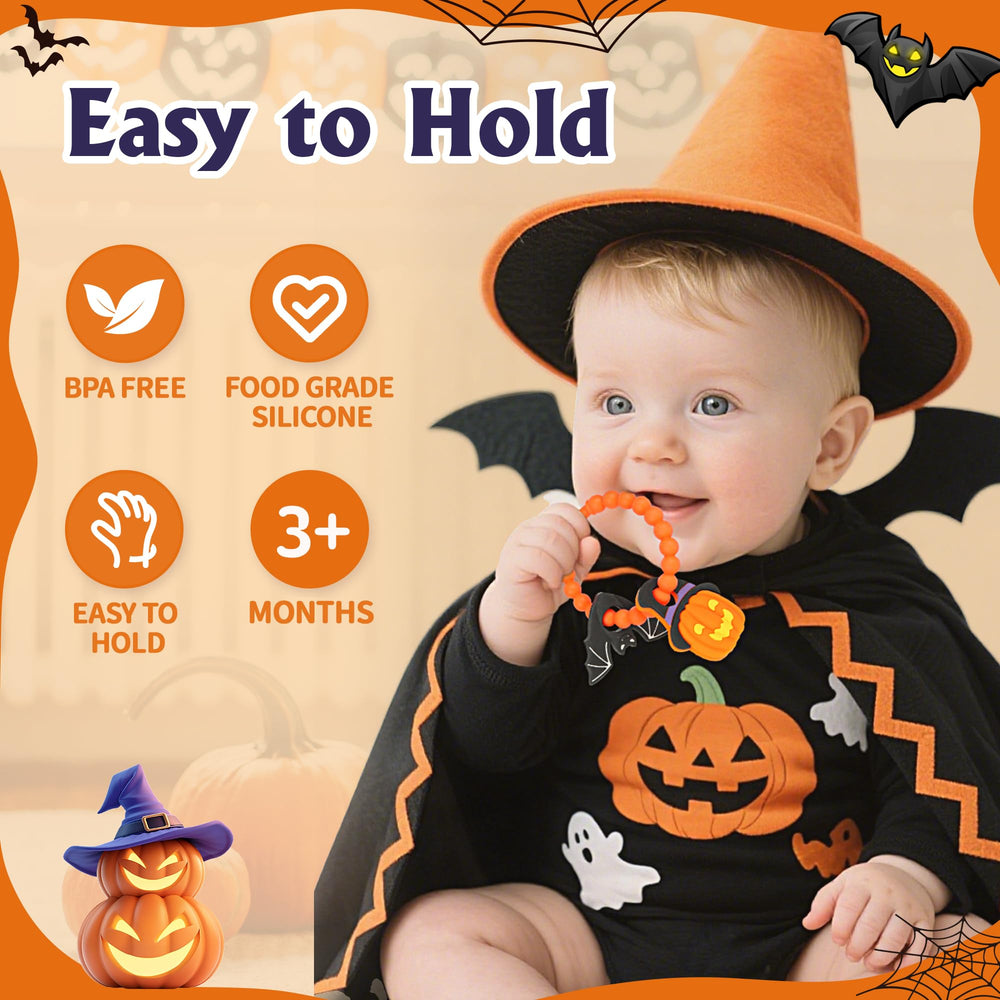 Trunahcao Halloween Teether bat: textured ridges soothe gums during Halloween play