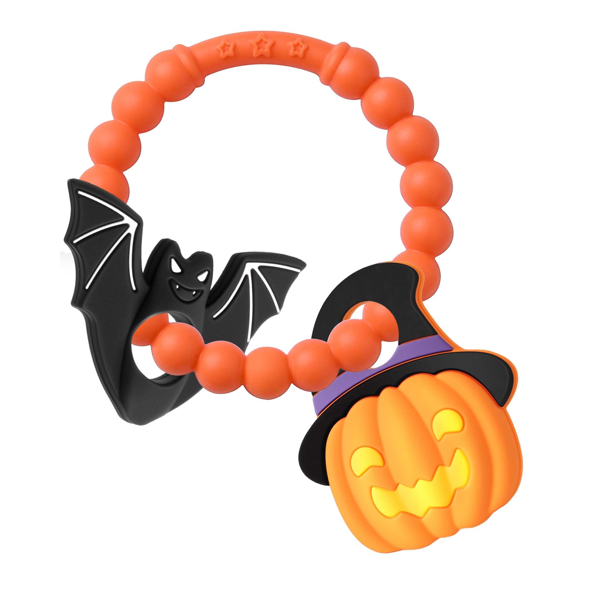 Trunahcao Halloween Teether pumpkin: soft silicone relief for teething babies during spooky season