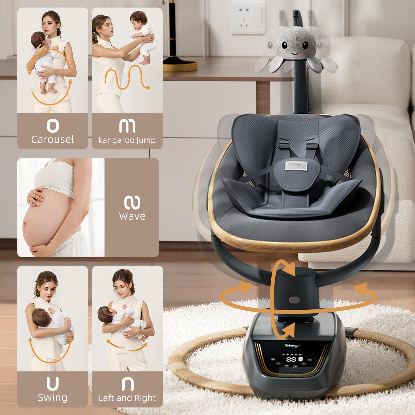 Trunellgea Trimigo three-seat-heights adapt to growing infants for comfort