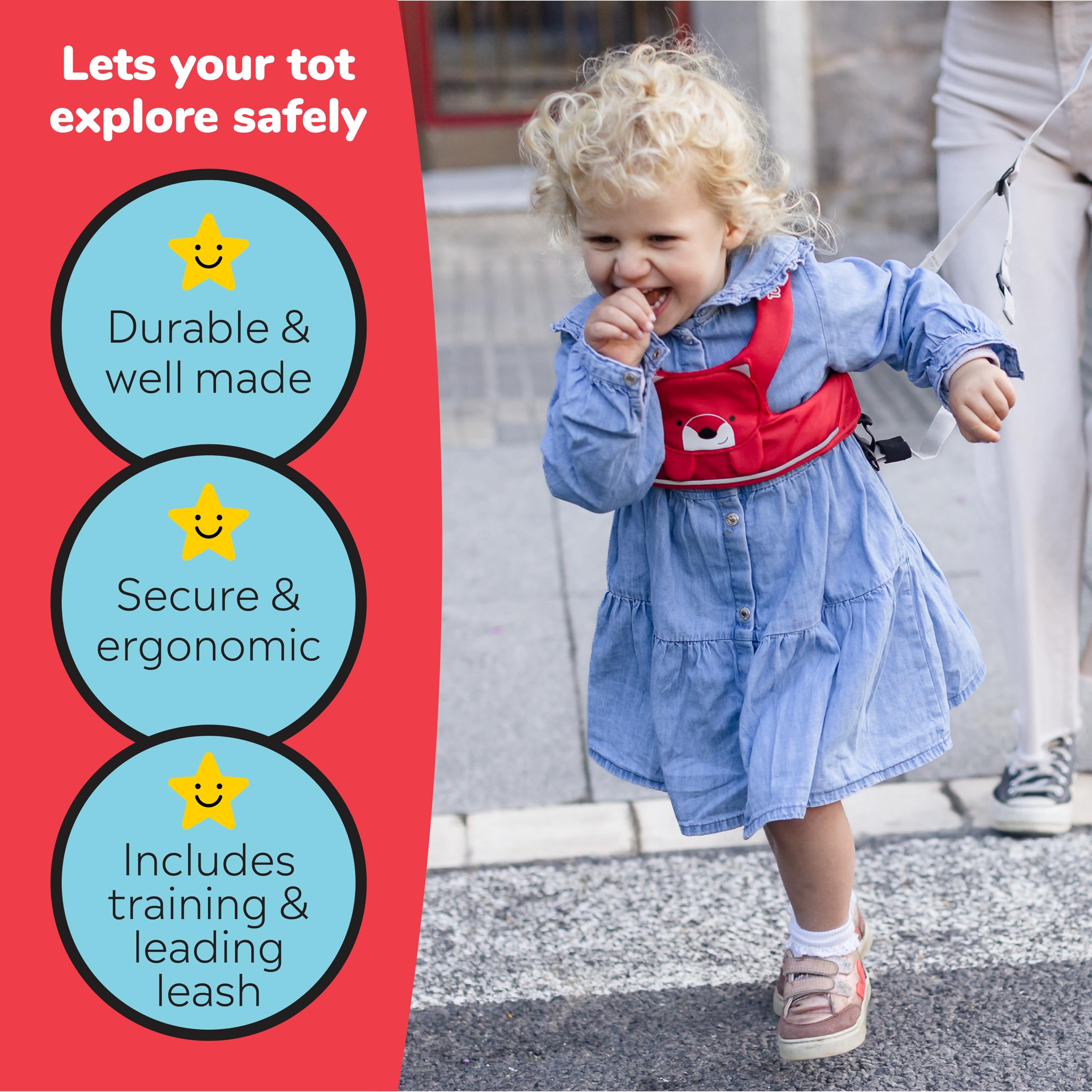Trunki Felix Fox red Toddler Leash adjustable straps for quick, comfortable fit
