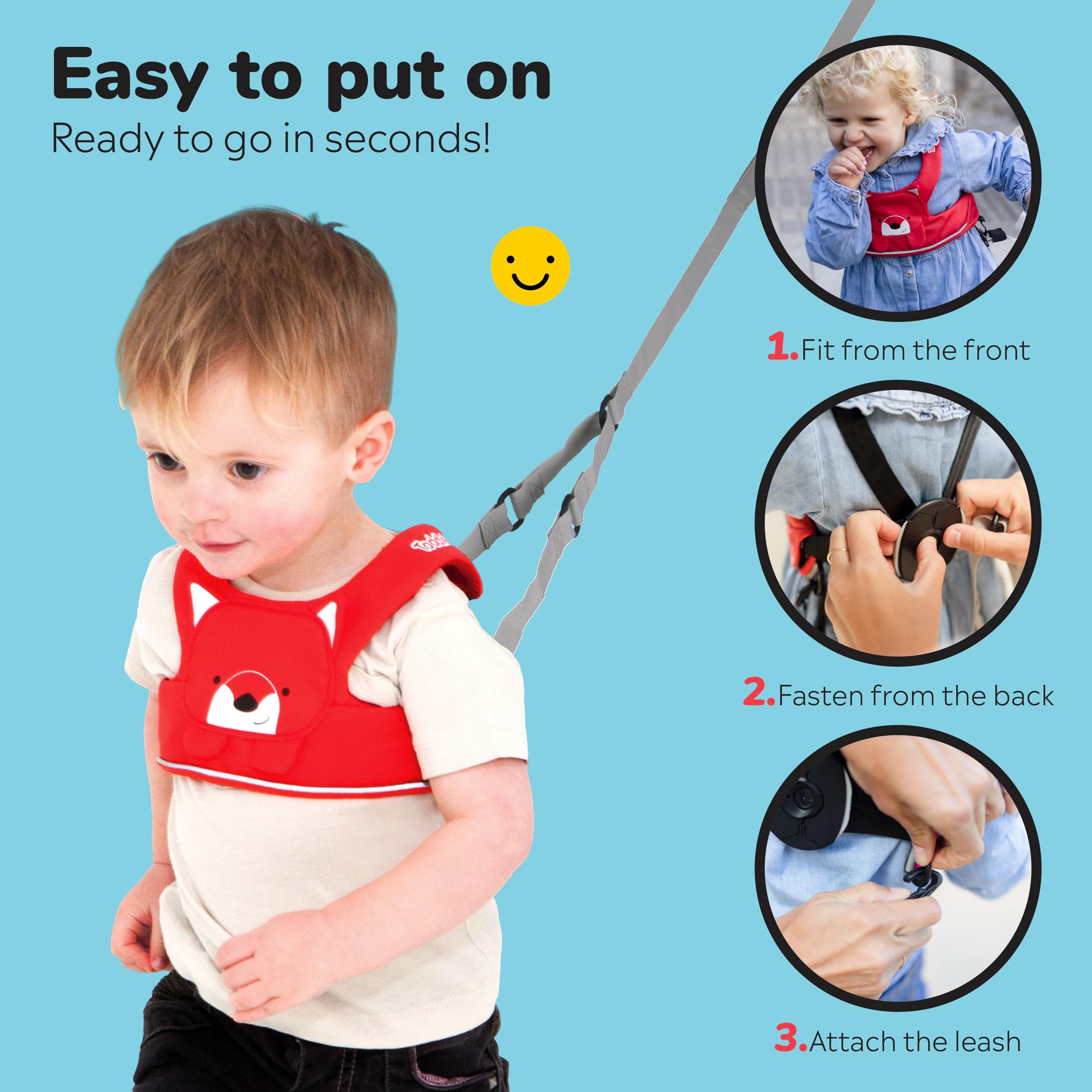 Trunki Felix Fox red Toddler Leash dual training and leading rein for growing toddlers