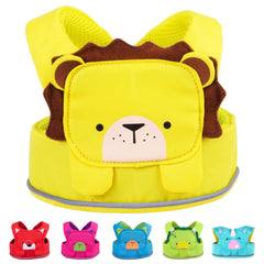 Trunki Leeroy Lion yellow toddler leash front view shows secure front fitting for easy wearing.