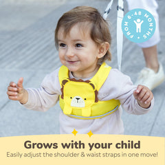 Trunki Leeroy Lion leash reflective details help keep kids seen during dusk outings.