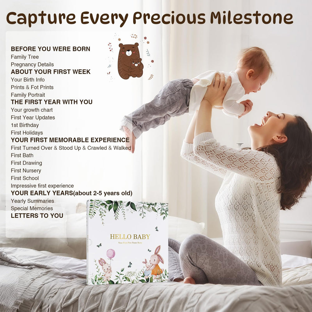 Trustnice baby memory book gender-neutral bunny and whale design for any baby.