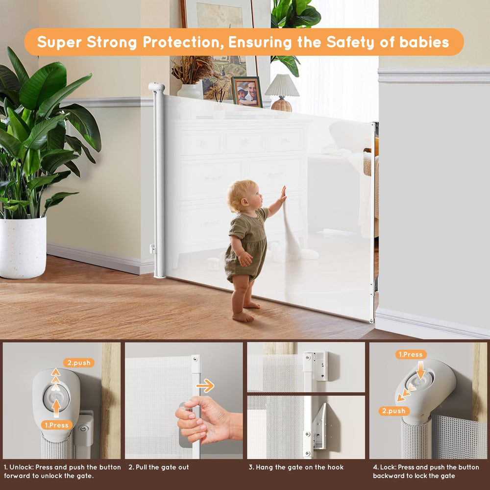 TrusTot gate one-hand operation with safety lock.