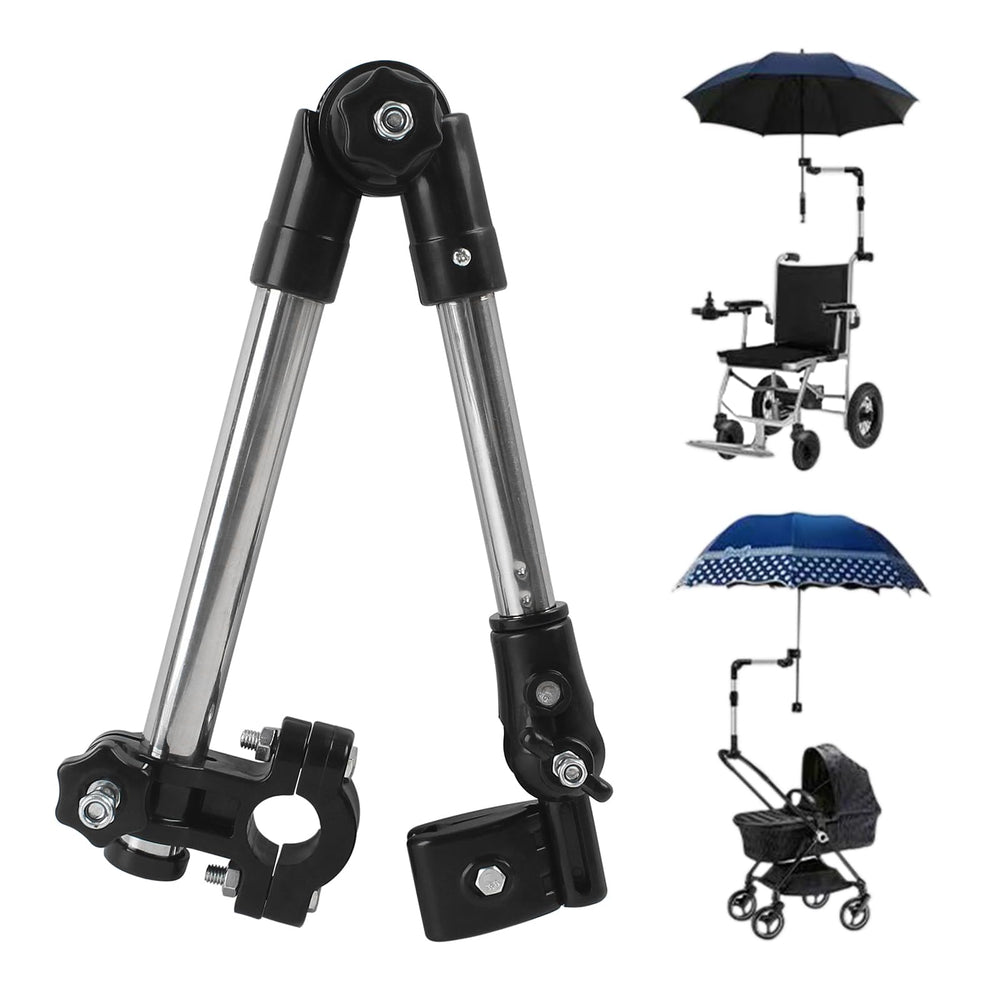 TRUTOPWAY umbrella holder clamps to stroller with secure clip for hands-free protection