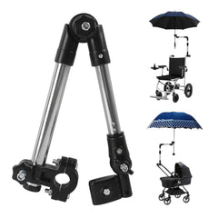 TRUTOPWAY umbrella holder clamps to stroller with secure clip for hands-free protection