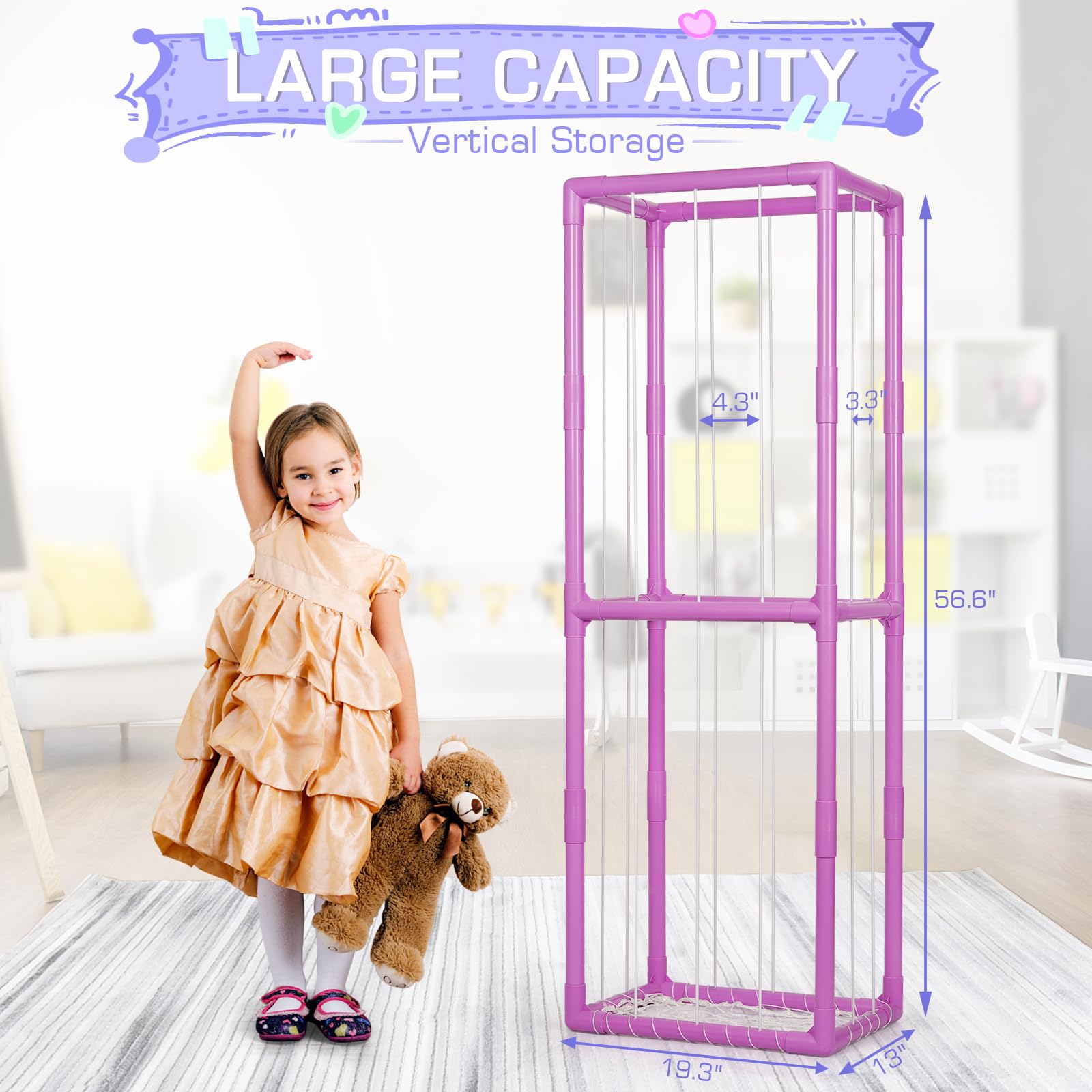 Trycooling PVC with elastic net highlights sturdy construction and easy access for quick toy tidying