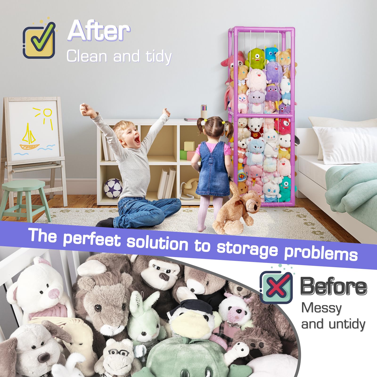 Trycooling stuffed animal display perfect for playrooms, bedrooms, or nurseries for organized decor