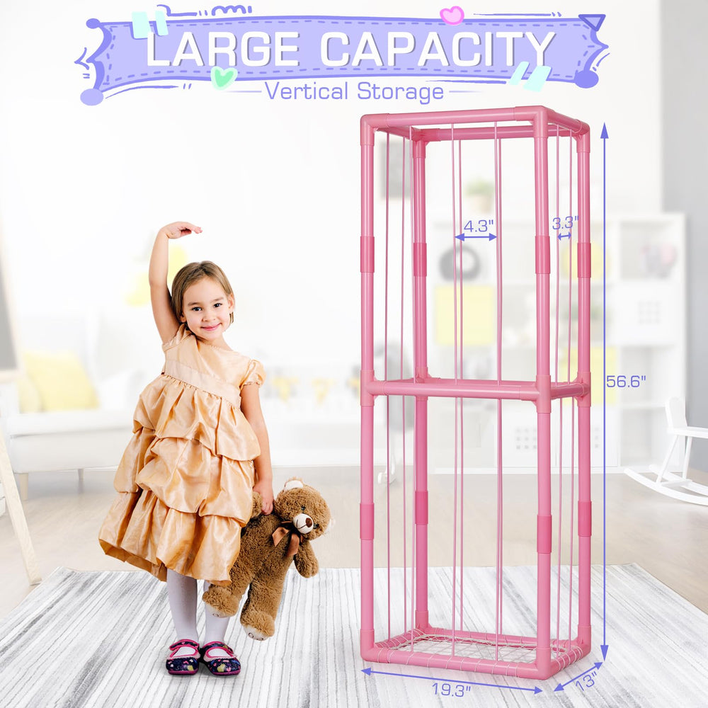 Trycooling dimensions-56-inches image highlights large capacity to hold 50+ plush toys.