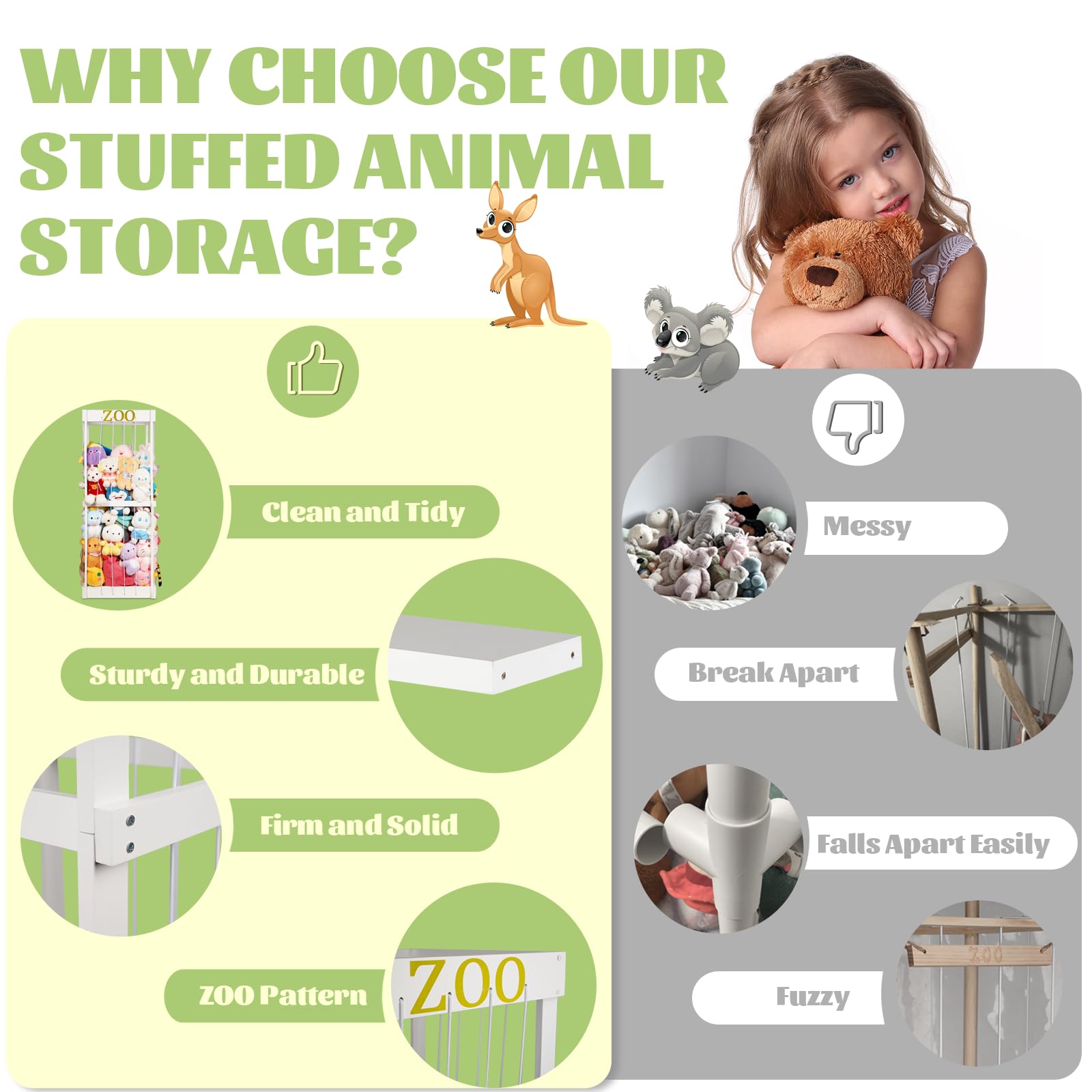 Trycooling stuffed animal zoo storage nursery decor doubles as a cute room accent.