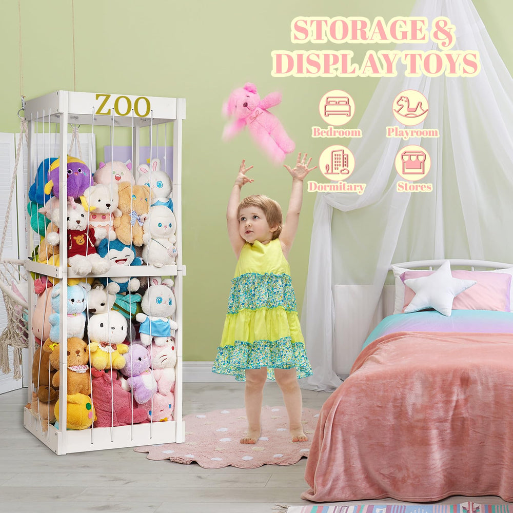 Trycooling stuffed animal zoo storage ready-to-assemble design simplifies setup in minutes.