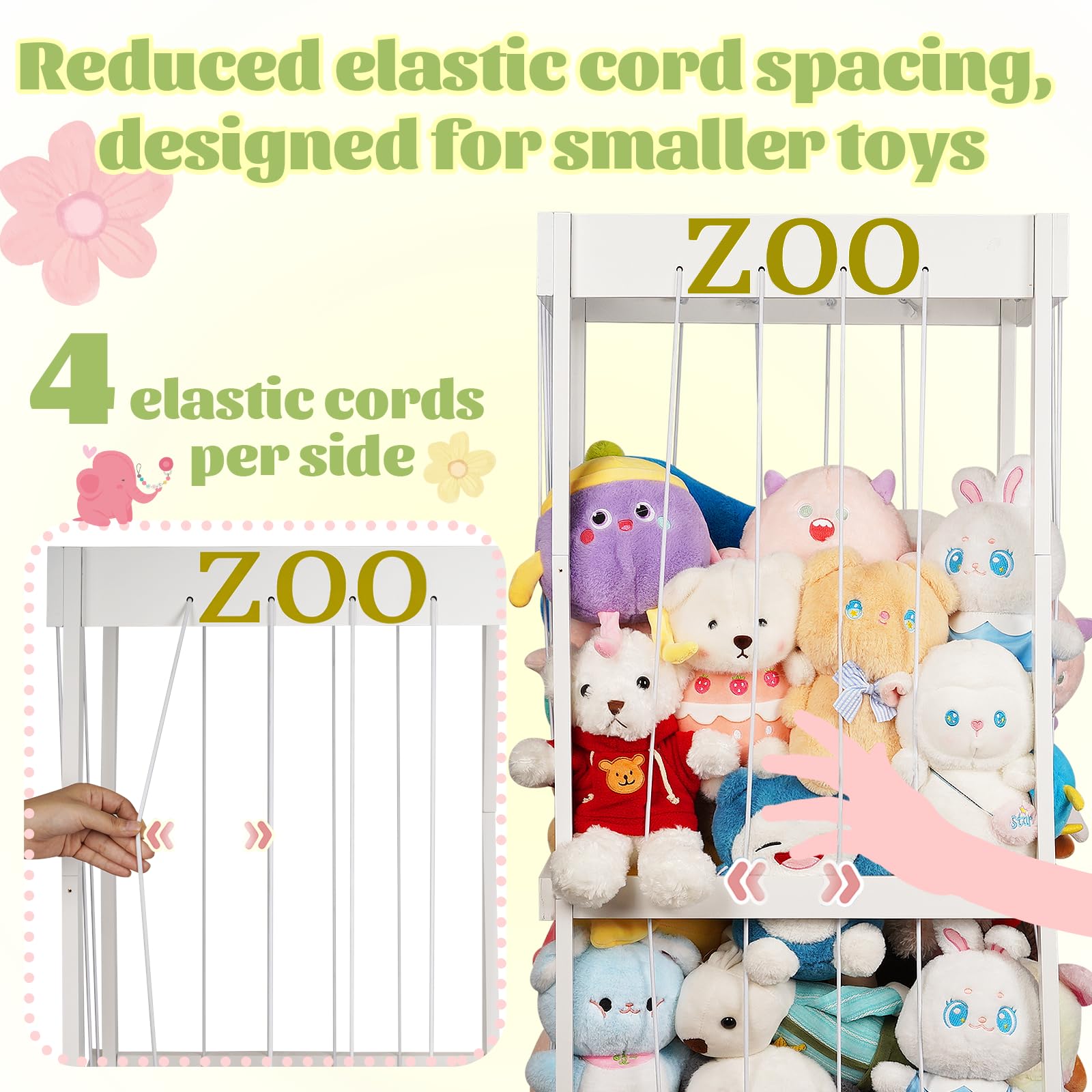 Trycooling stuffed animal zoo storage sturdy wood frame resists tipping for family-friendly use.