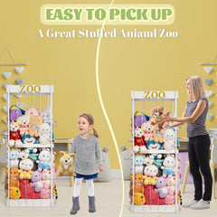 Trycooling stuffed animal zoo storage vertical display highlighting space-saving design for nurseries.