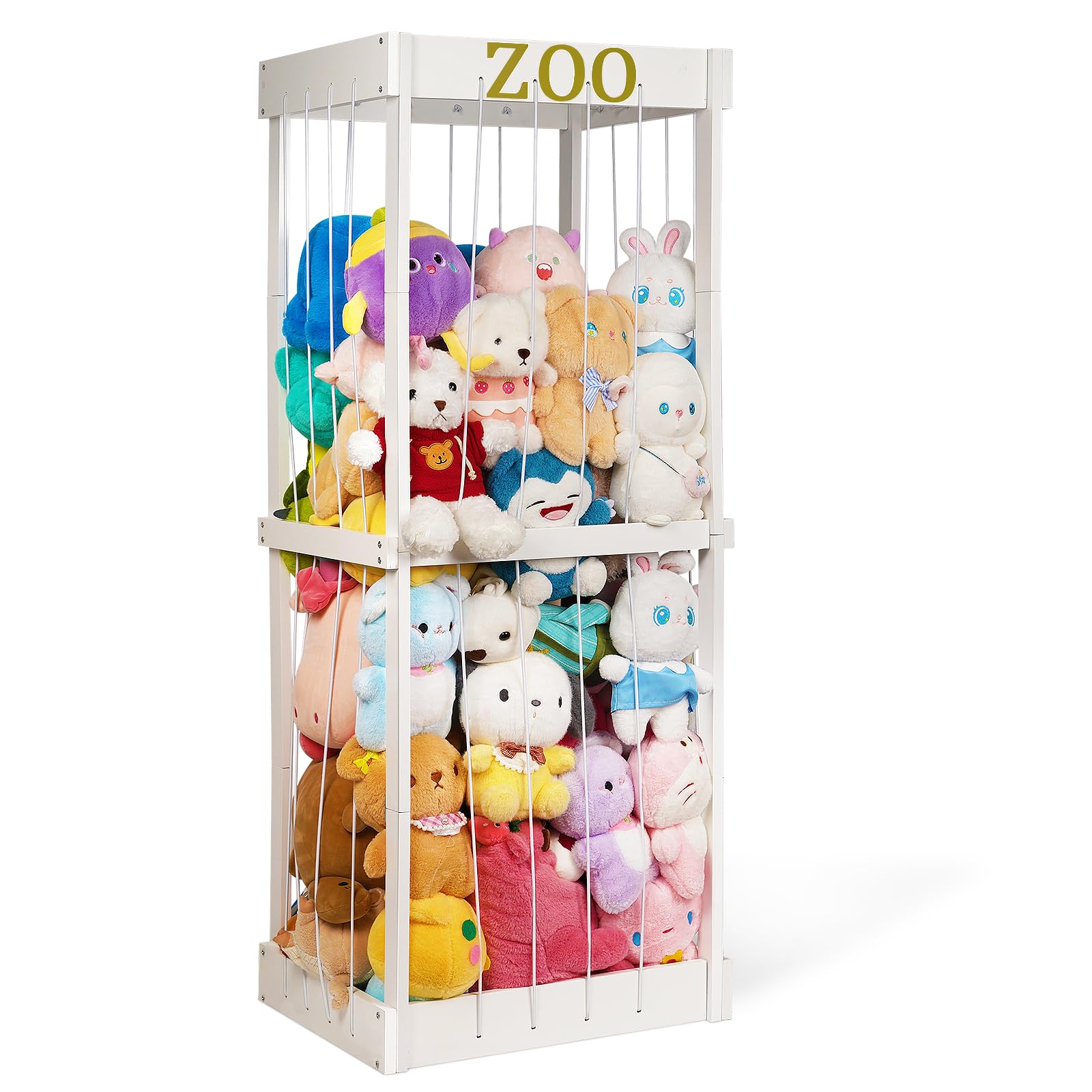 Trycooling stuffed animal zoo storage wood panel close-up showing sturdy construction for stability.
