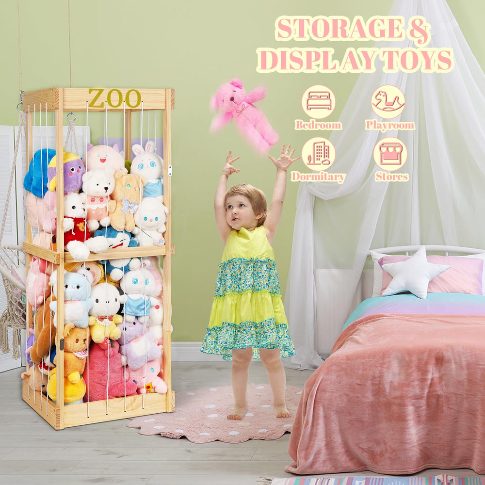 Trycooling stuffed animal zoo wood sturdy design emphasizes stability for kids