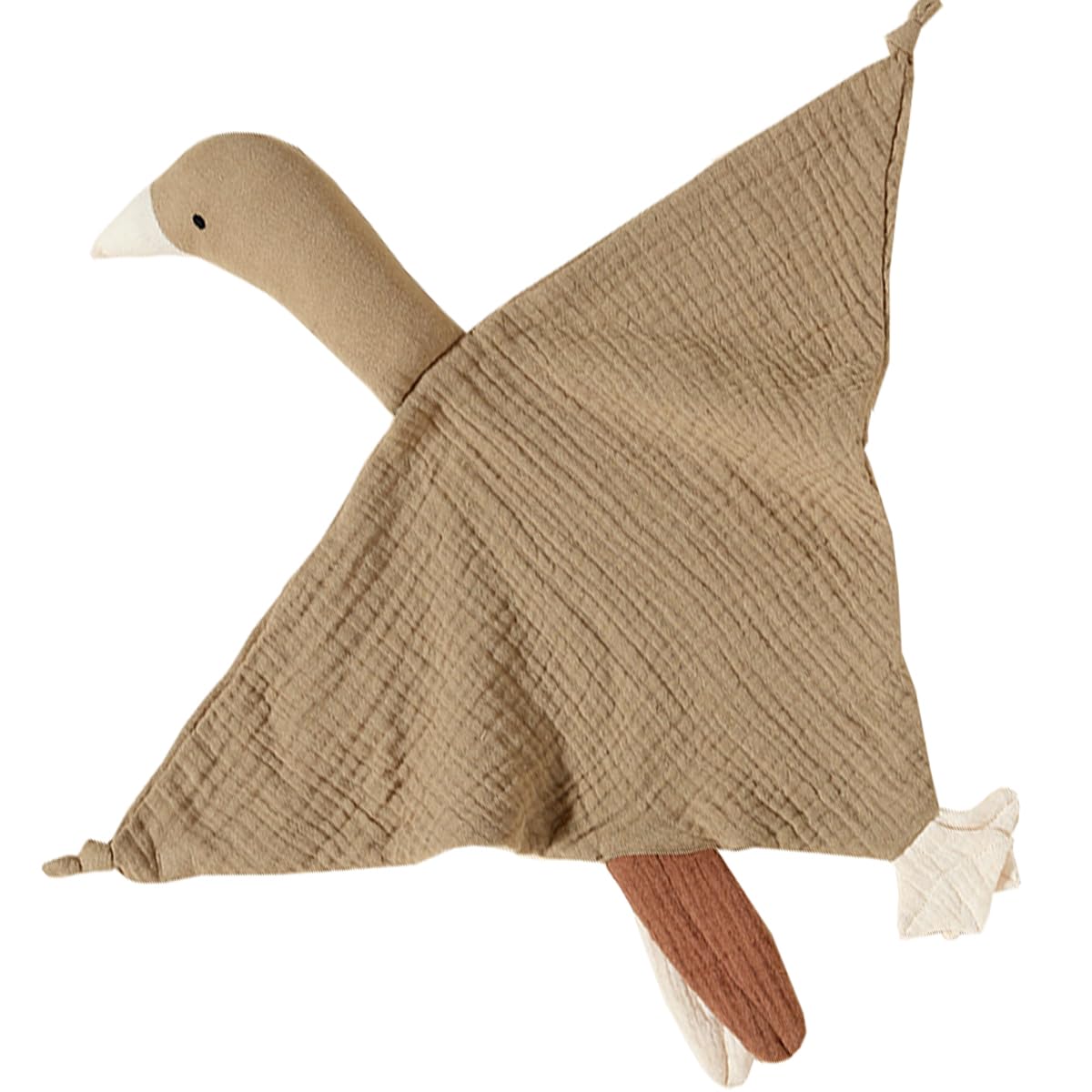 TRYTUTRY baby lovey blanket khaki close-up shows soft muslin fabric for gentle skin comfort.