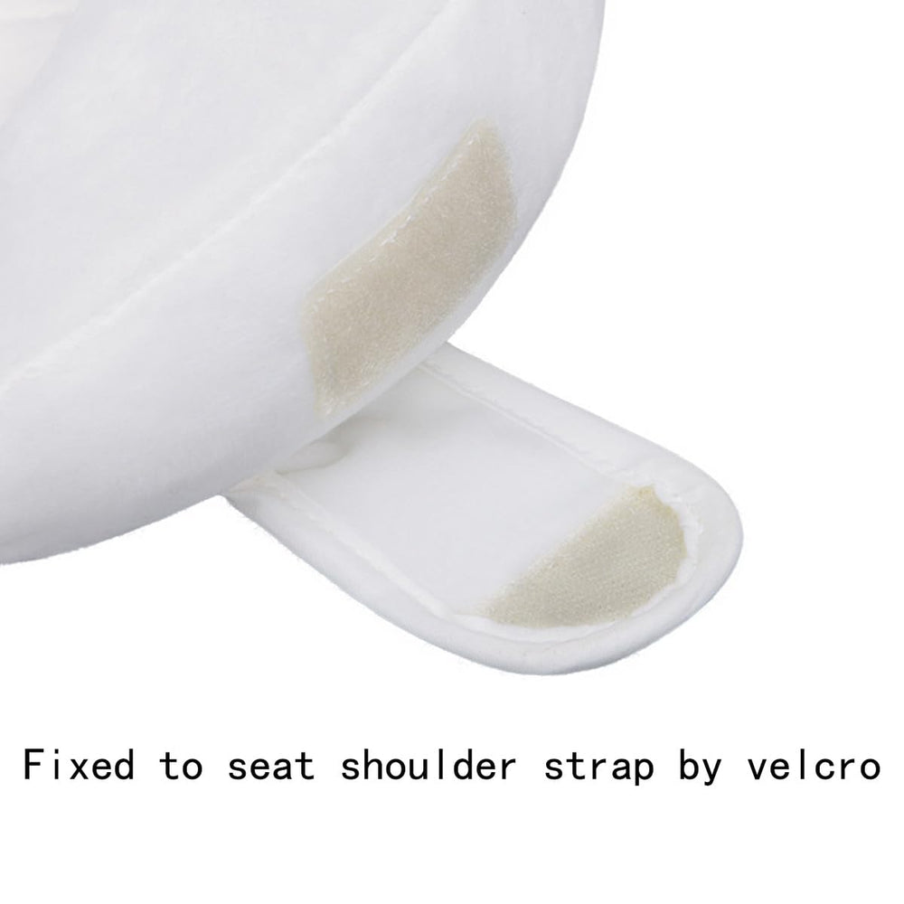TRYTUTRY pink baby travel pillow in-use on car seat demonstrating travel-friendly setup.