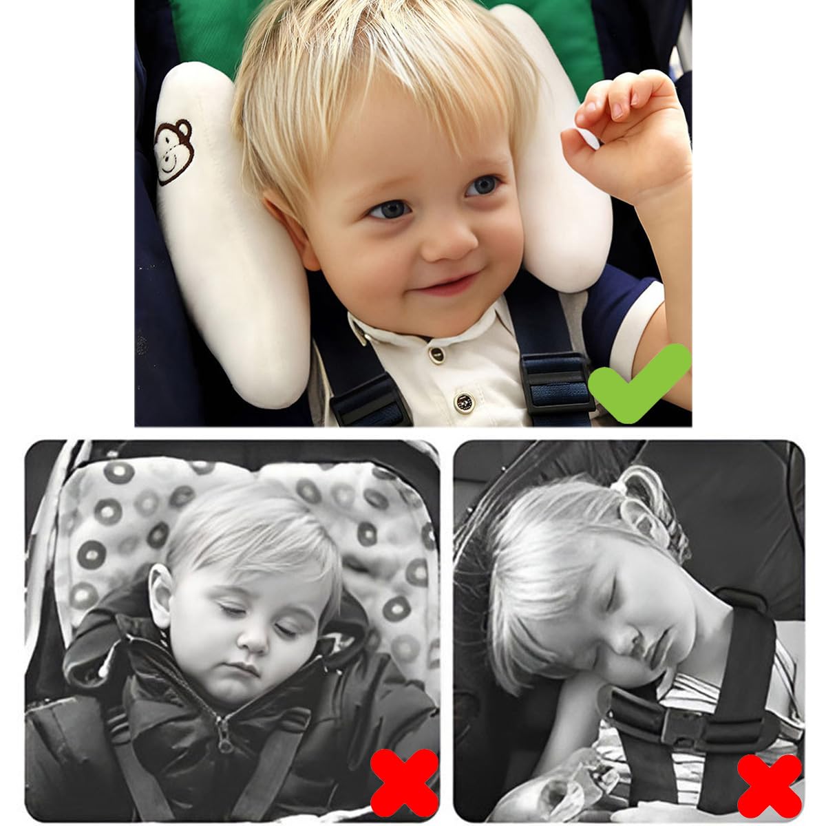 TRYTUTRY pink baby travel pillow plush material cushions delicate skin on long journeys.