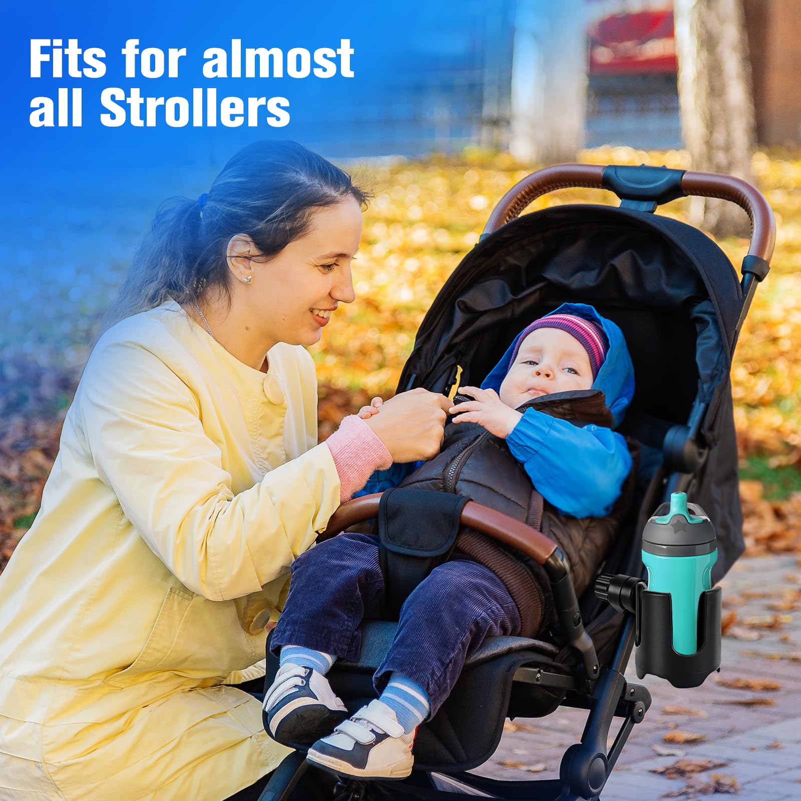 TSAKBAM adjustable clip design attaches securely to stroller rods