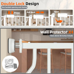 TSAYAWA baby gate with 180-degree opening for easy one-handed access