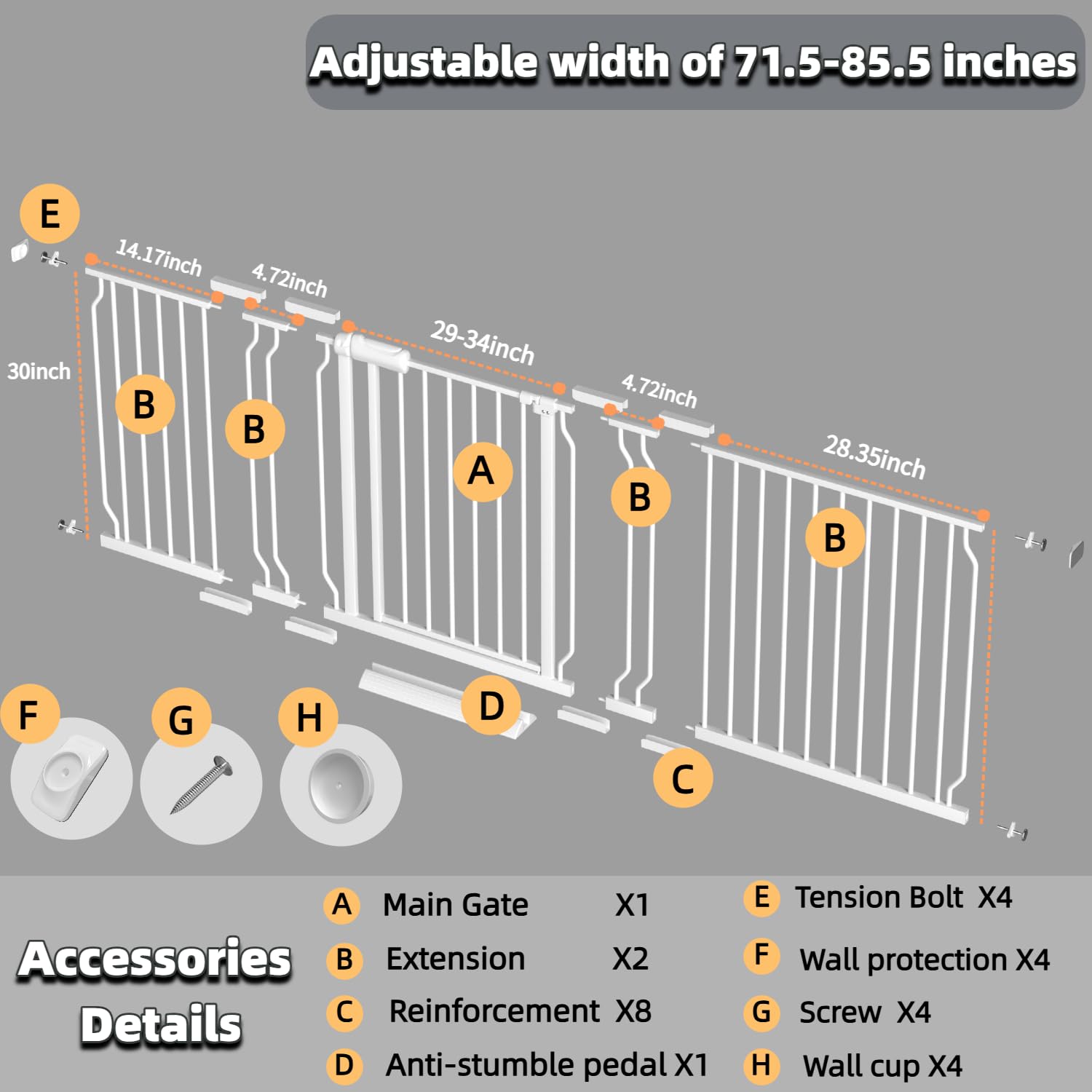 TSAYAWA baby gate pressure-mounted in doorway, quick installation and wall-safe