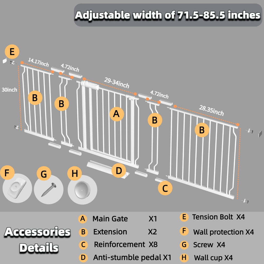 TSAYAWA baby gate pressure-mounted in doorway, quick installation and wall-safe