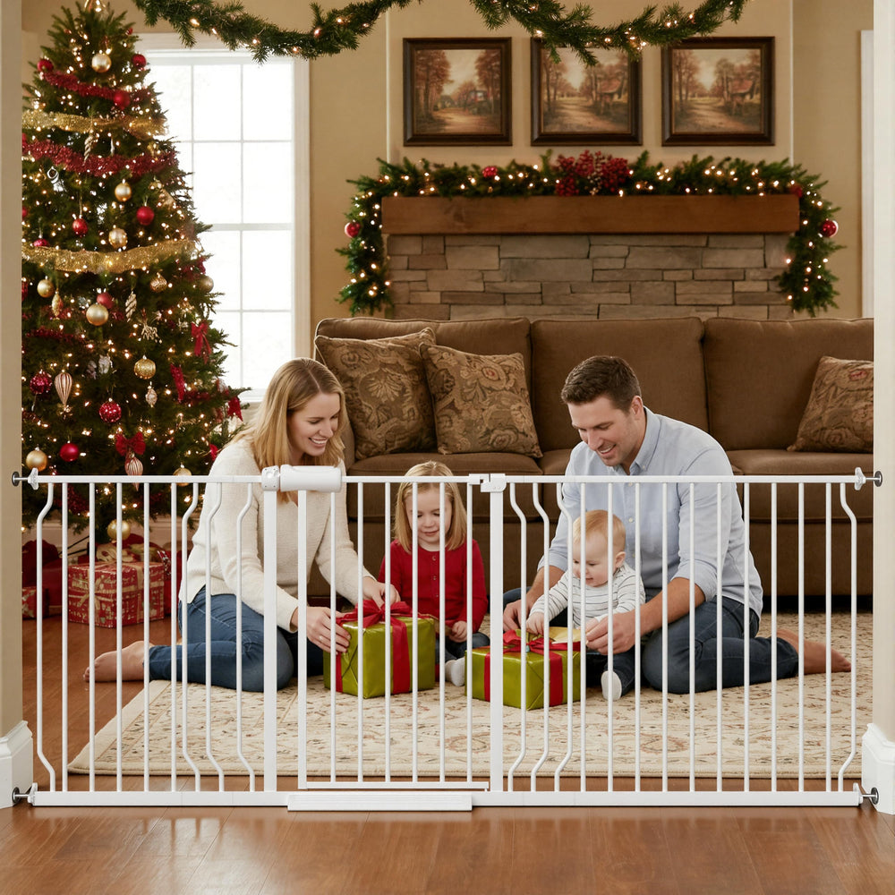 TSAYAWA baby gate in a wide opening for safe passage and child monitoring
