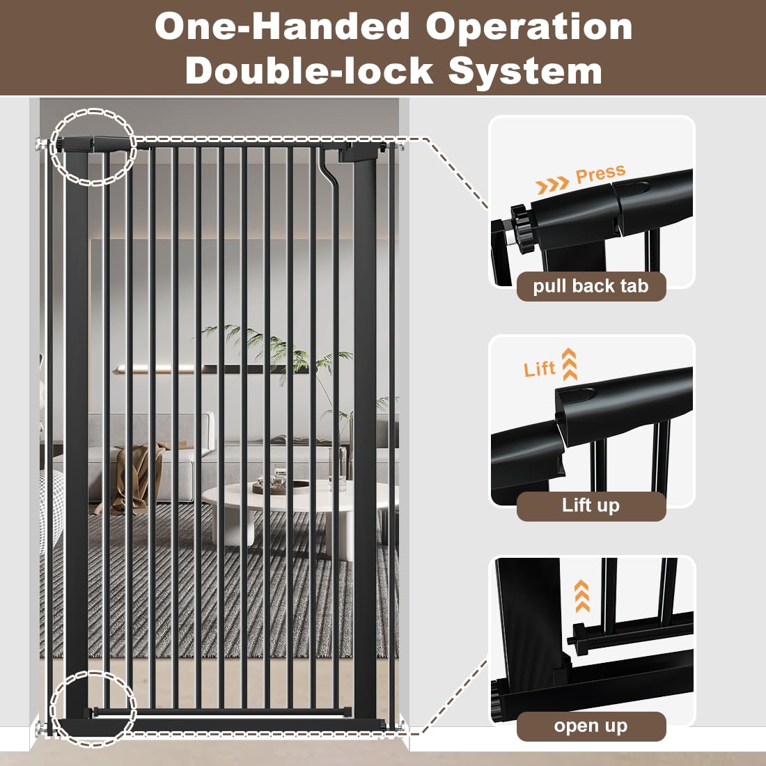 TSAYAWA cat gate auto-close 90-degree function keeps passage safe