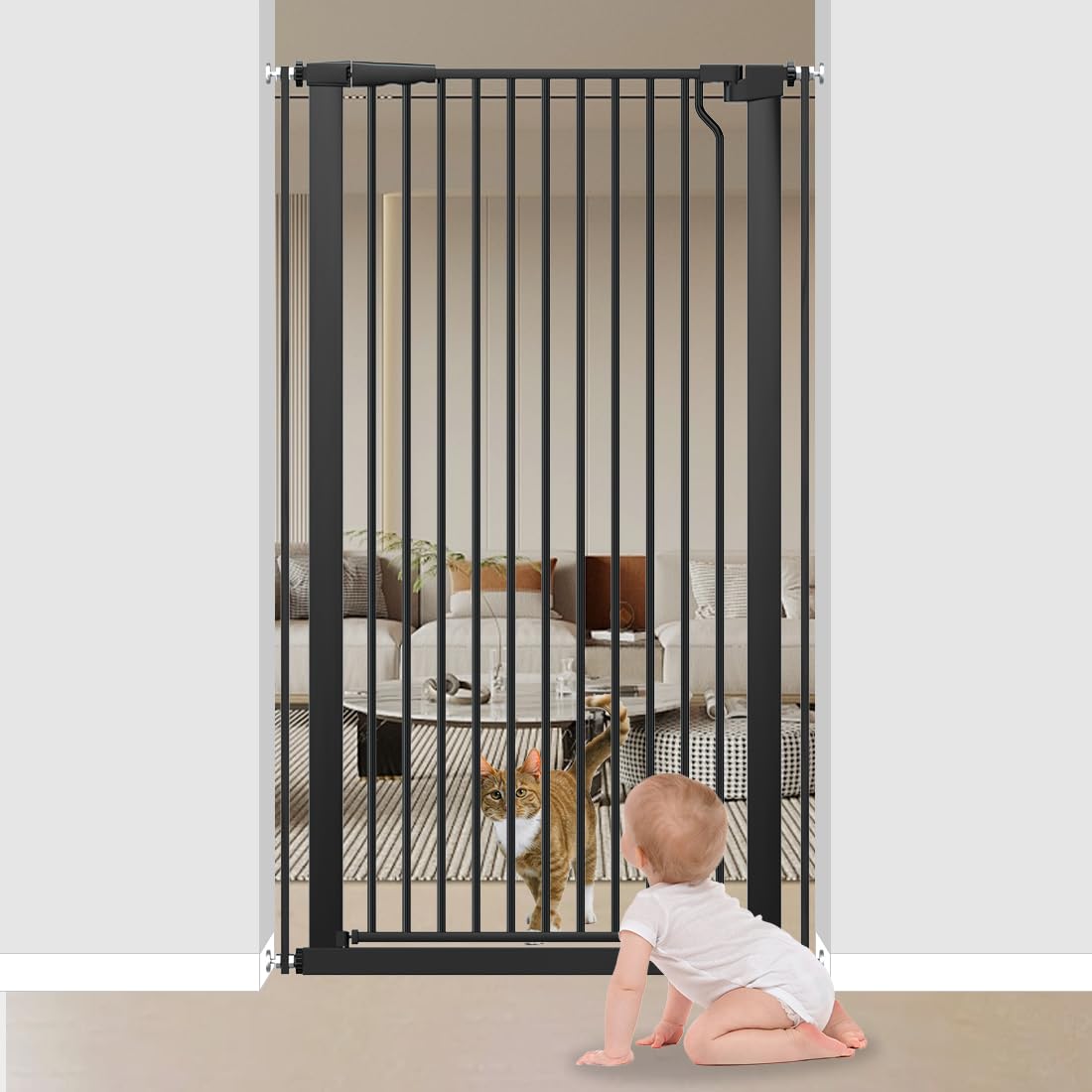TSAYAWA cat gate extra tall 51.18 inches blocks climbing for doorways