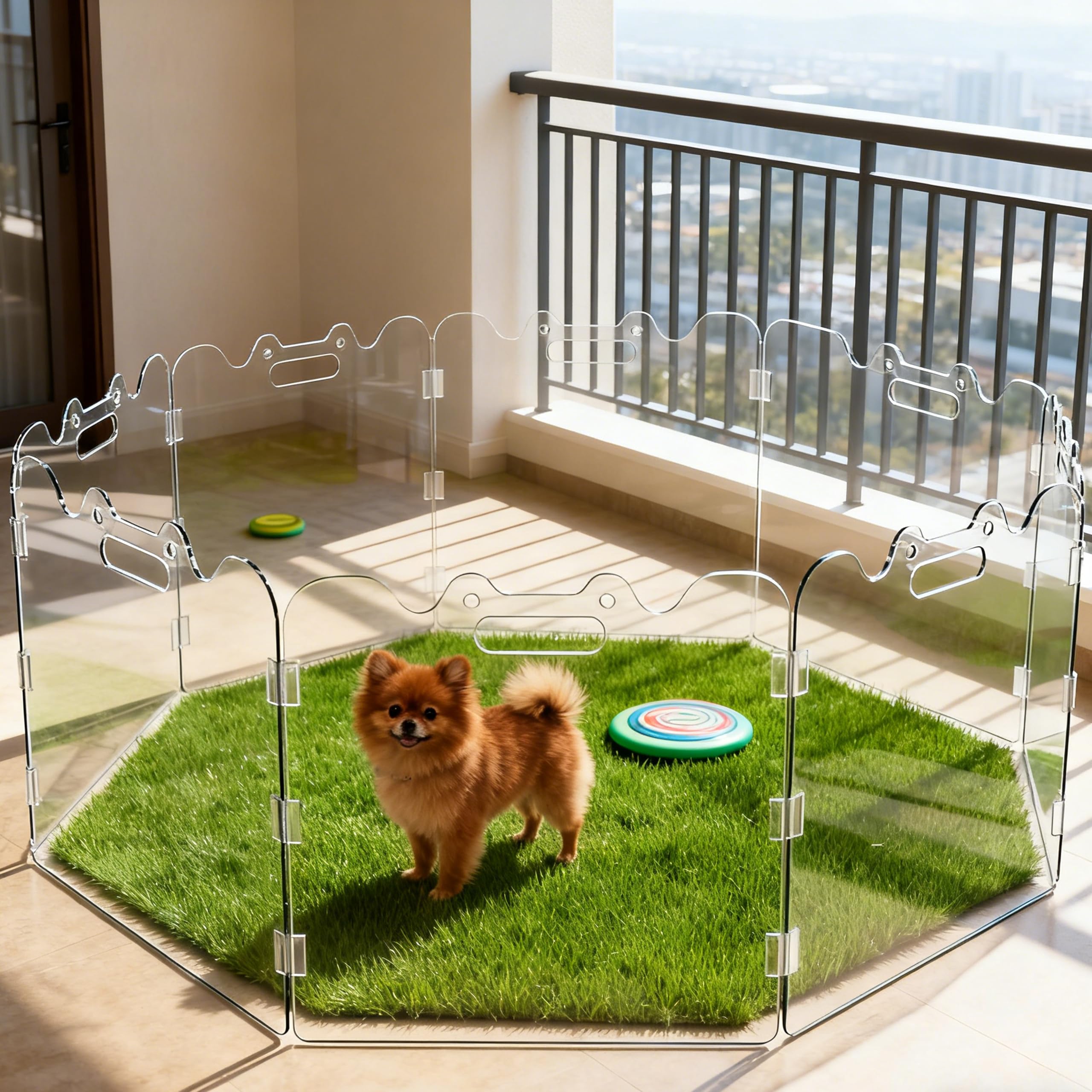 TSAYAWA Clear Acrylic Pet Gate acts as a room divider keeping pets contained.