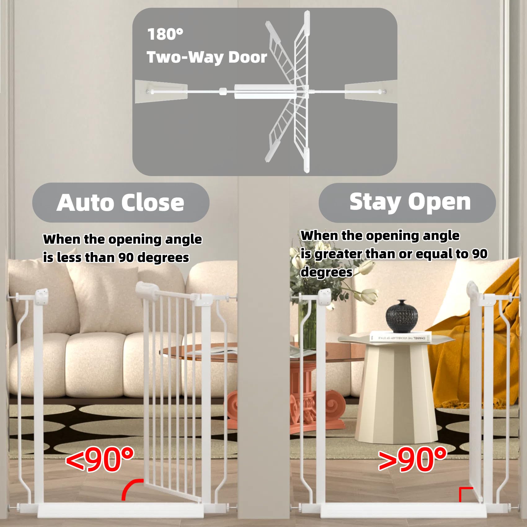 TSAYAWA pet-friendly gate keeps dogs at bay while baby explores.
