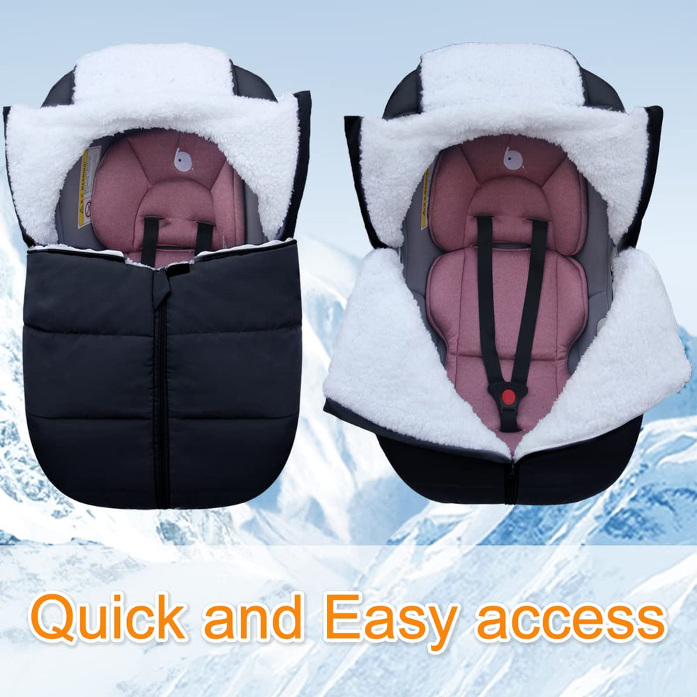 TSAYAWA Winter car seat cover dual-zipper access enables quick in and out.