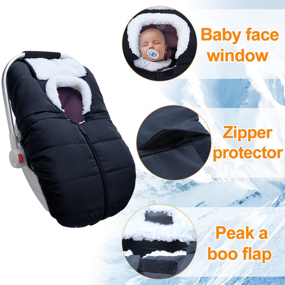 TSAYAWA Winter car seat cover peek-a-boo flap for baby visibility.