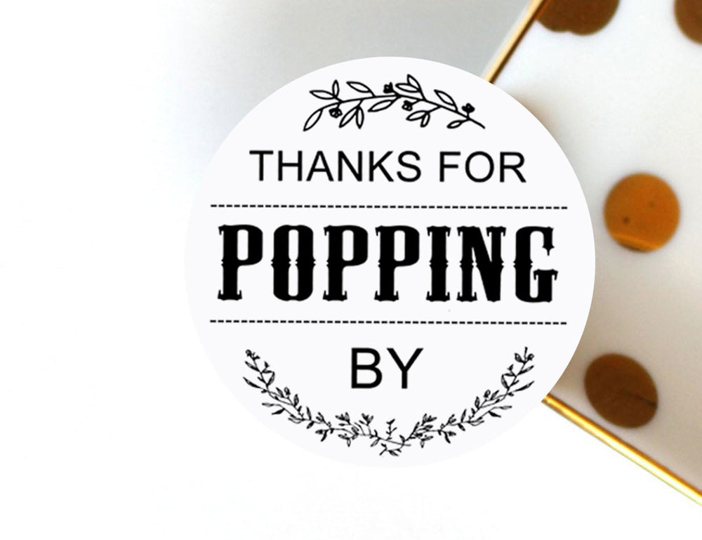 TSDTUO Thanks for Popping By label close up highlights gracious thank you detail