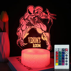 TSKVT Venom night light acrylic panel creates a vivid 3D illusion for playtime.