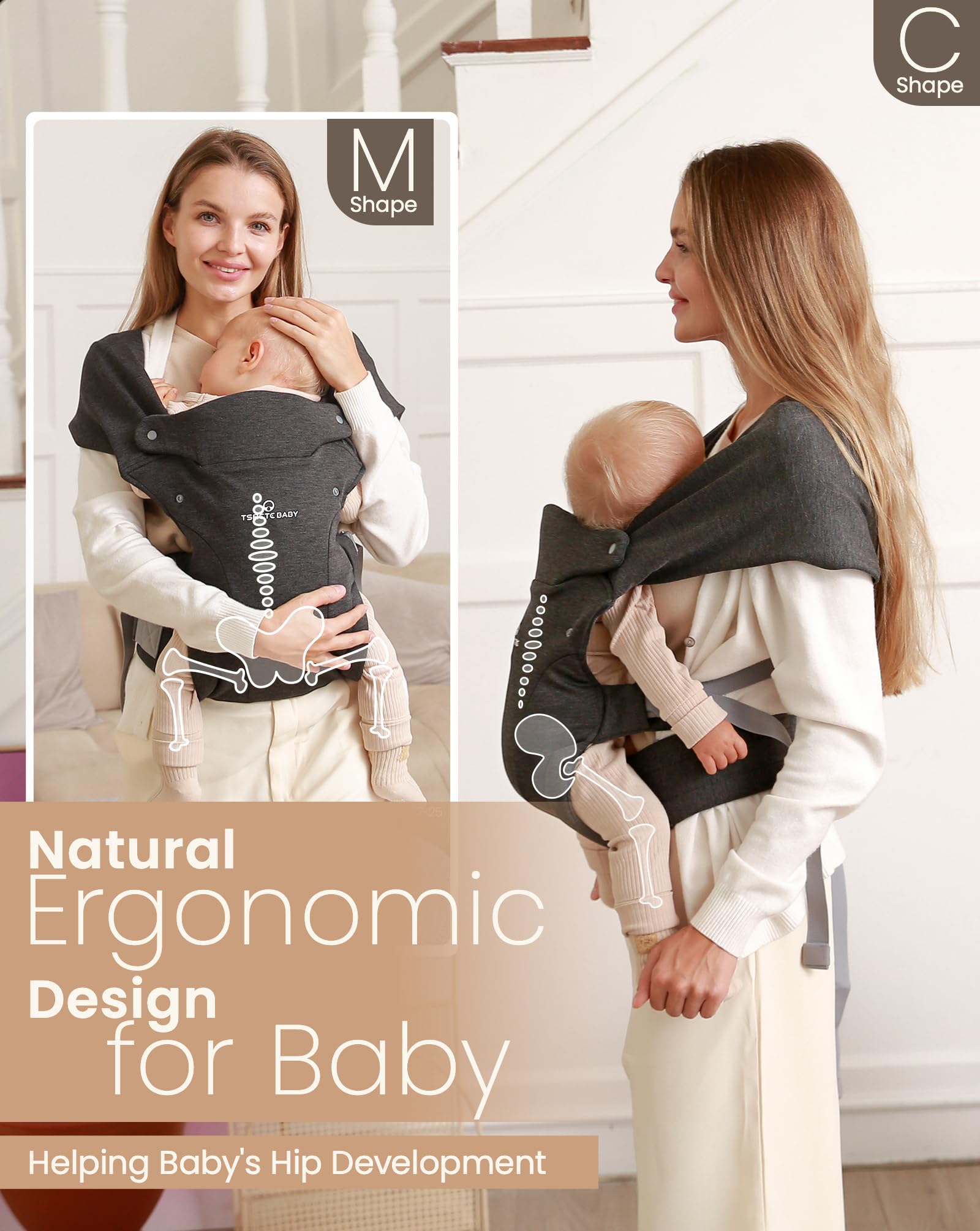 Tsrete Baby Carrier easy adjustment straps enable quick fit for parent and child