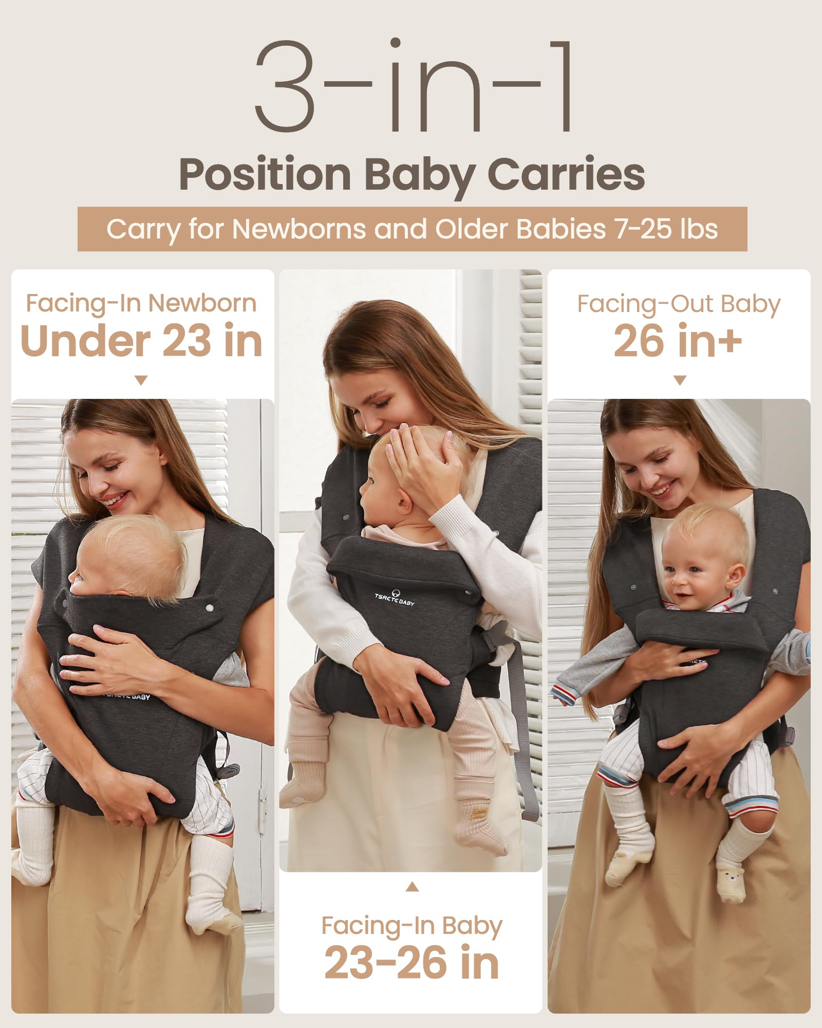 Tsrete Baby Carrier face-in position for bonding during close carries