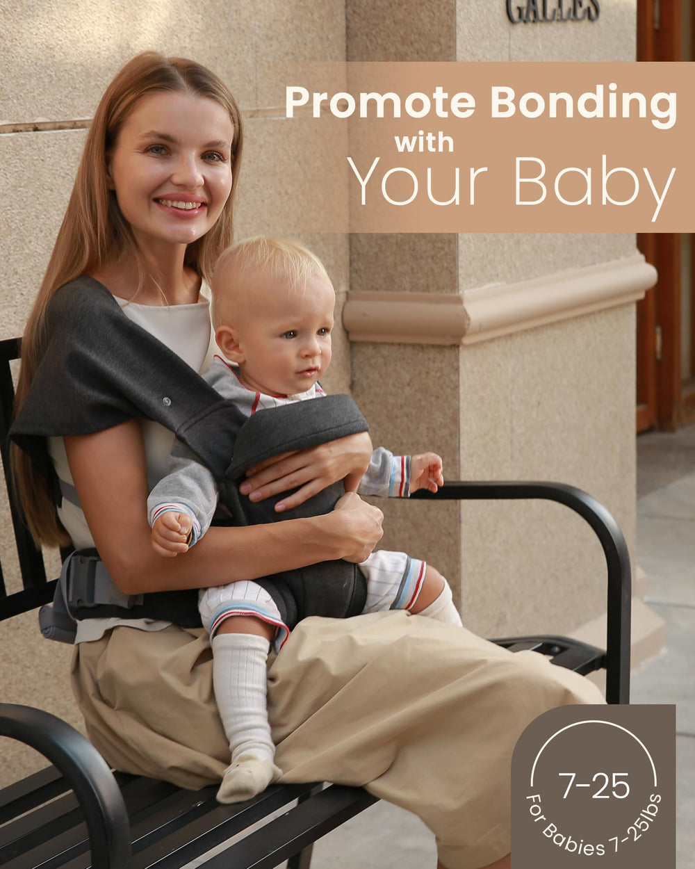 Tsrete Baby Carrier lumbar-support detail highlights comfortable lower back support during carries