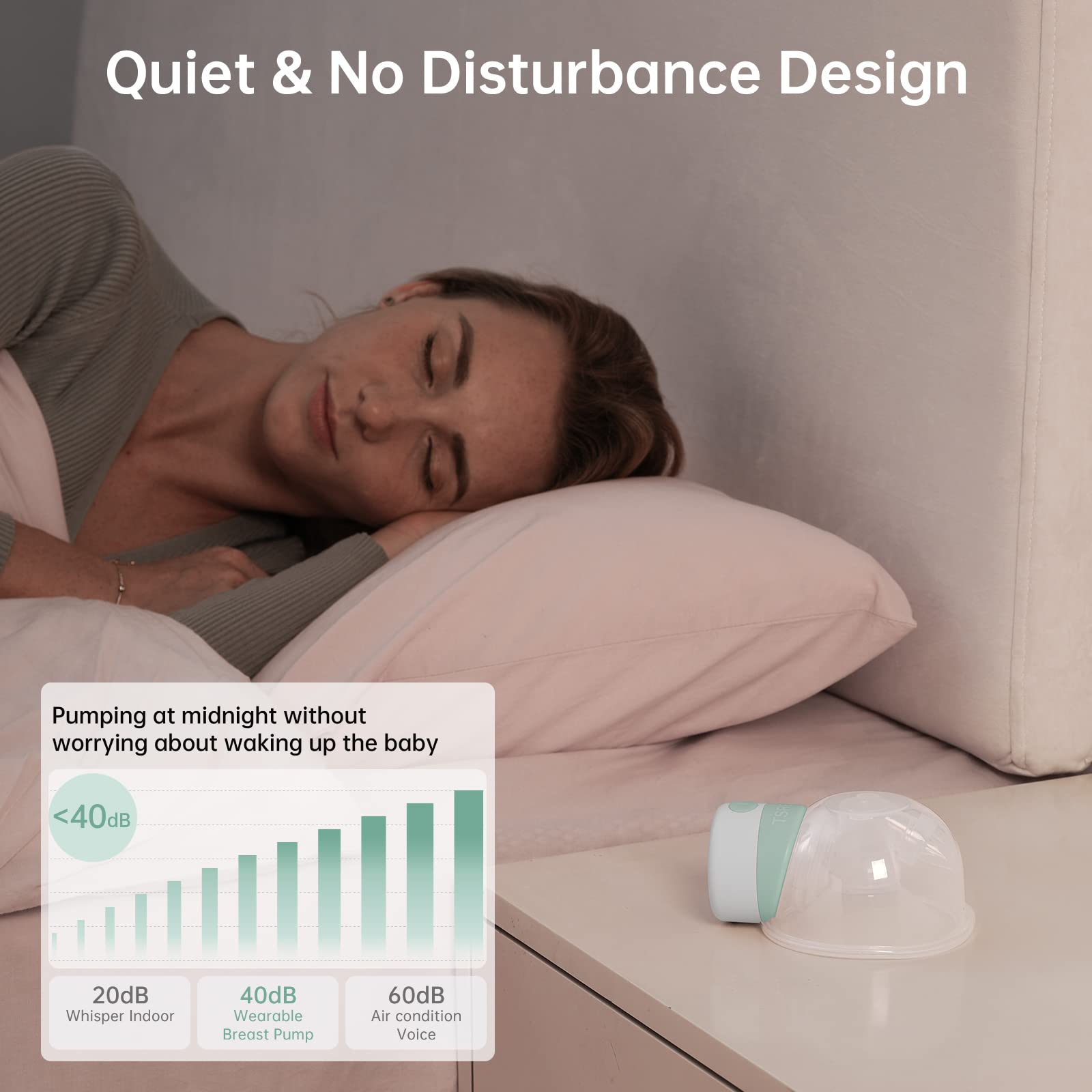 TSRETE breast pump LCD display green highlights easy control and memory features.