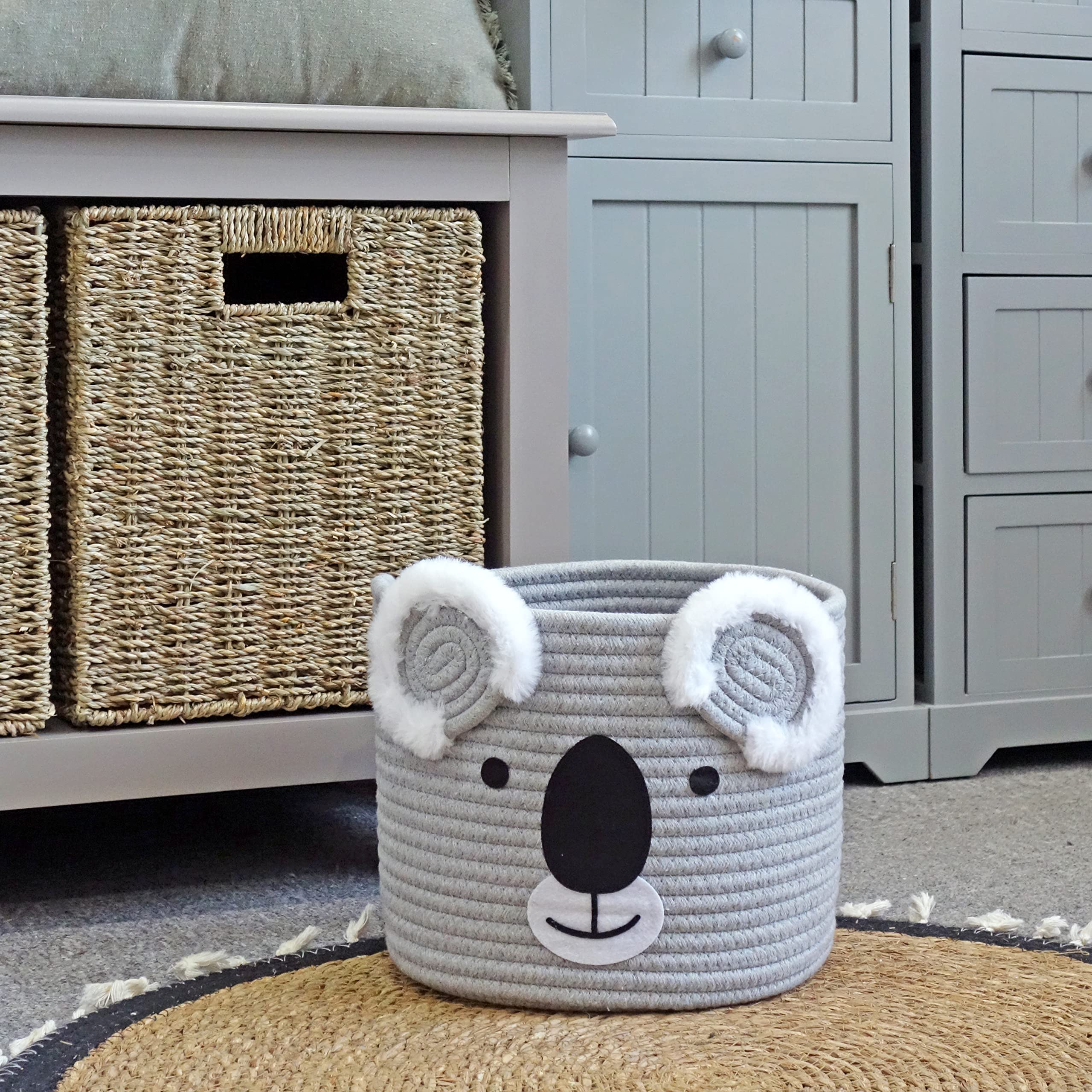 T&T Homewares Koala storage basket small on bedside table keeps essentials